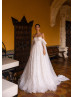 Off Shoulder Beaded Ivory Lace Tulle Shiny Wedding Dress